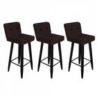 Kit 03 Banqueta Alta Lana Suede Marrom