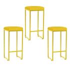 Kit 03 Banqueta Alta Lara Dourado Corino Amarelo