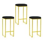 Kit 03 Banqueta Alta Lara Ferro Dourado Preto
