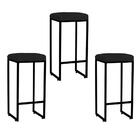 Kit 03 Banqueta Alta Lara Ferro Preto Preto