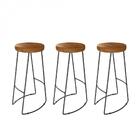 Kit 03 Banqueta Alta Lena E Madeira Maciça Peroba Rosa