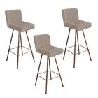 Kit 03 Banqueta Alta Lexi Bronze Corino Bege