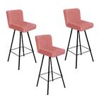 Kit 03 Banqueta Alta Lexi Com Encosto Preto Rose Gold