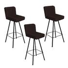 Kit 03 Banqueta Alta Lexi Preto Corino Marrom