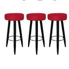 Kit 03 Banqueta Alta Lia Preto Suede Vermelho