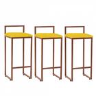 Kit 03 Banqueta Alta Lina Suede Amarelo