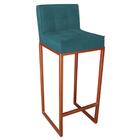 Kit 03 Banqueta Alta Linne Suede Azul Turquesa