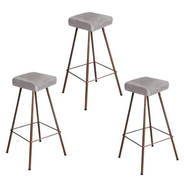 Kit 03 Banqueta Alta Lira Eiffel Bronze Cinza