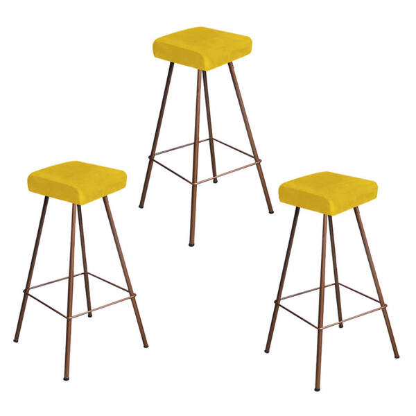 Kit 03 Banqueta Alta Lira Eiffel Industrial Cozinha Bar Balcã