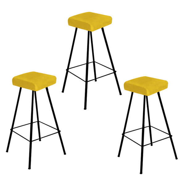 Kit 03 Banqueta Alta Lira Eiffel Industrial Cozinha Bar Balcã