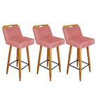 Kit 03 Banqueta Alta Lith Castanho Rose Gold