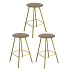 Kit 03 Banqueta Alta Loni Dourado Corino Bege