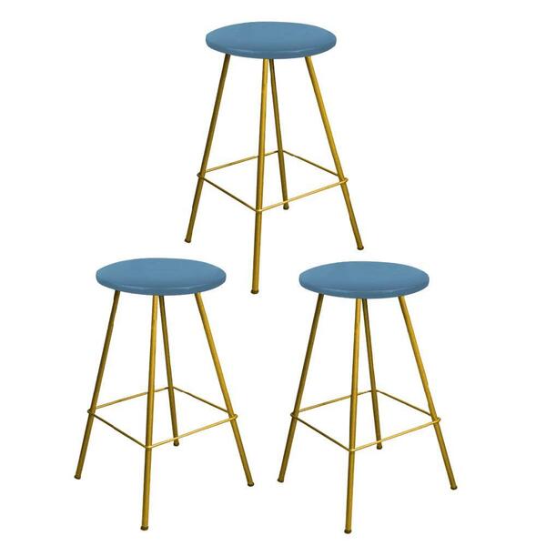 Kit 03 Banqueta Alta Loni Eiffel Dourado Azul Turquesa