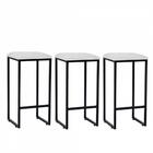 Kit 03 Banqueta Alta Lua Corino Branco