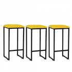 Kit 03 Banqueta Alta Lua Preto Amarelo
