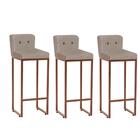 Kit 03 Banqueta Alta Lucca Preto Bege