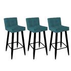 Kit 03 Banqueta Alta Lucy Preto Azul Turquesa