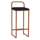 Kit 03 Banqueta Alta Luffi Com Encosto Bronze Azul Marinho