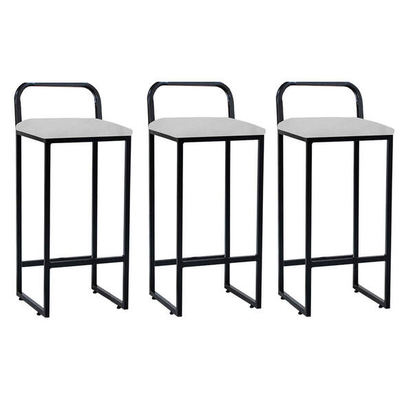 Kit 03 Banqueta Alta Luffi Com Encosto Cozinha Bar Balcão Bis