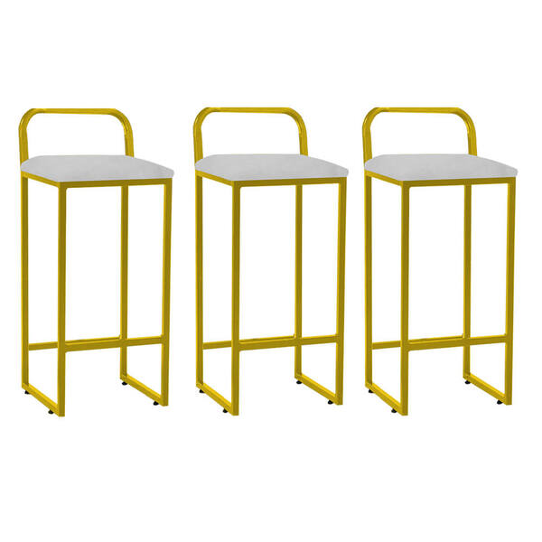 Kit 03 Banqueta Alta Luffi Com Encosto Cozinha Bar Balcão Bis