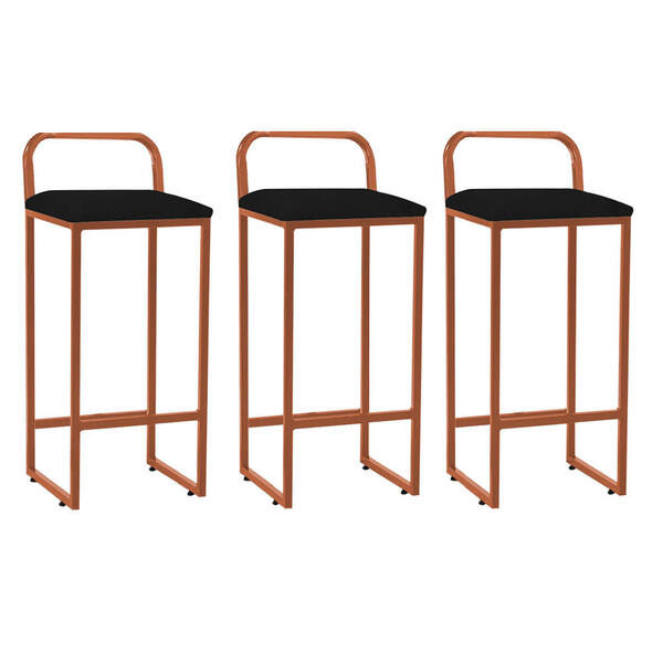 Kit 03 Banqueta Alta Luffi Com Encosto Cozinha Bar Balcão Bis