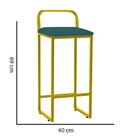 Kit 03 Banqueta Alta Luffi Com Encosto Dourado Azul