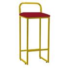 Kit 03 Banqueta Alta Luffi Com Encosto Dourado Vermelho