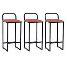 Kit 03 Banqueta Alta Luffi Com Encosto Preto Rose Gold