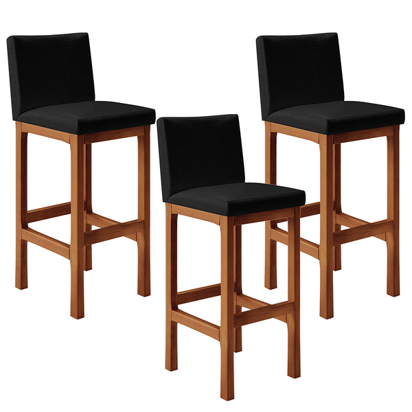 Kit 03 Banqueta Alta Para Cozinha Sala De Jantar Fixa Alya L0