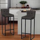 Kit 03 Banqueta Alta Preto Botão Preto Cinza