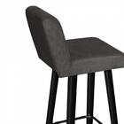 Kit 03 Banqueta Alta Preto Botão Suede Cinza