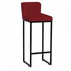 Kit 03 Banqueta Alta Preto Botão Vermelho