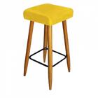 Kit 03 Banqueta Alta Quadrado Luma Castanho Amarelo