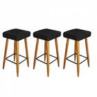 Kit 03 Banqueta Alta Quadrado Luma Castanho Preto