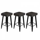 Kit 03 Banqueta Alta Quadrado Luma Preto Cinza