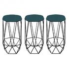 Kit 03 Banqueta Aramado Liz Preto Azul Turquesa