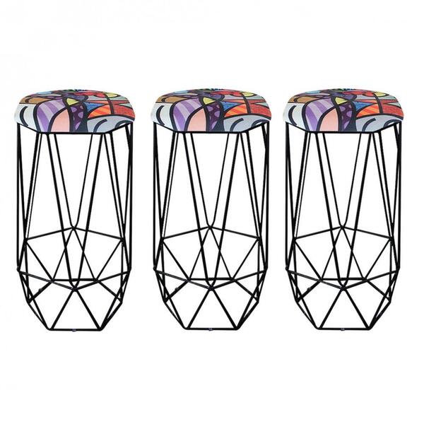 Kit 03 Banqueta Aramado Liz Preto Romero Brito