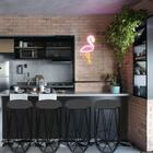 Kit 03 Banqueta Aramado Preto Corino Cinza