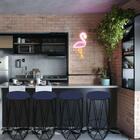 Kit 03 Banqueta Aramado Preto Suede Azul Marinho