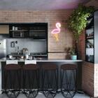 Kit 03 Banqueta Aramado Preto Suede Marrom