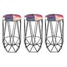Kit 03 Banqueta Aramado Preto Triângulo Colorido