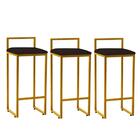 Kit 03 Banqueta Lina Ferro Dourado Marrom