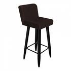 Kit 03 Banqueta Preto Suede Marrom