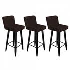 Kit 03 Banqueta Preto Suede Marrom