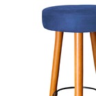 Kit 03 Banqueta Rubi Pés Madeira Suede Azul Marinho