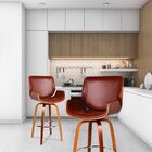 Kit 03 Banquetas Agra Giratória Com Base De Madeira E Apoio D