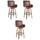 Kit 03 Banquetas Agra Giratória Com Base De Madeira E Apoio D