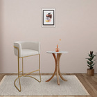 Kit 03 Banquetas Alta Com Encosto Betina Base Bronze Poliéste