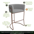 Kit 03 Banquetas Alta Com Encosto Betina Base Cobre Poliéster