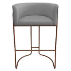 Kit 03 Banquetas Alta Com Encosto Betina Base Cobre Poliéster